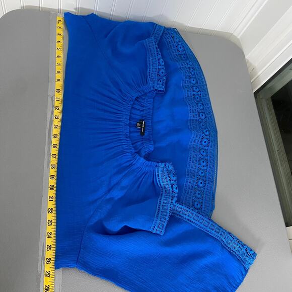 Zac & Rachel Womens Off The Shoulder Top Size 2X Crocheted Trim Career Boho - Picture 8 of 10